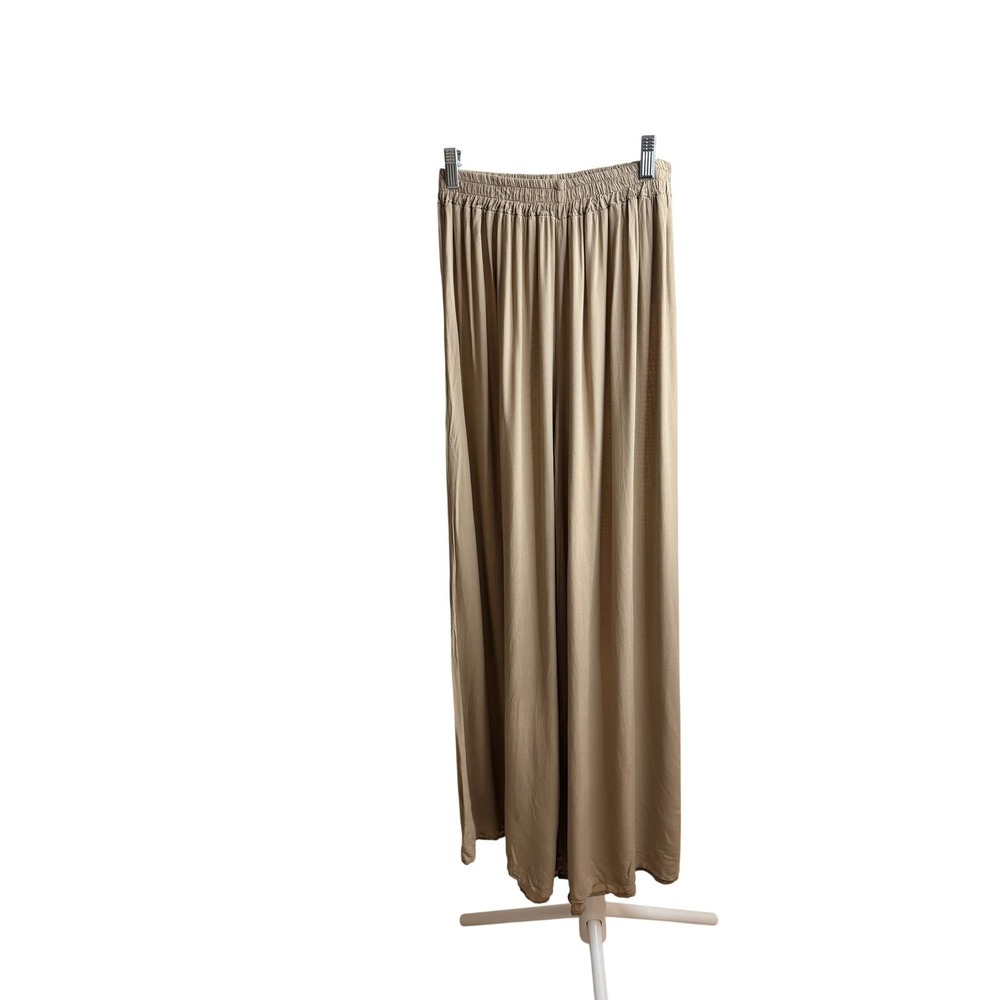 Andzela Italy 4Piece Set Duster Palazzo Pants Bandeau Headwrap Tan Viscose NEW M - Picture 6 of 11